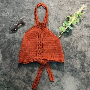 American Eagle Outfitters Rust Crochet Tank Top